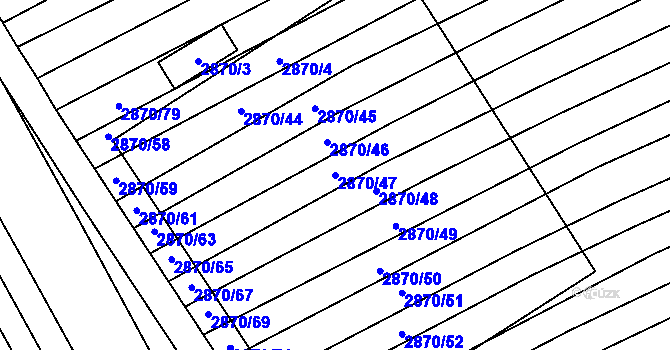 Parcela st. 2870/47 v KÚ Štítná nad Vláří, Katastrální mapa