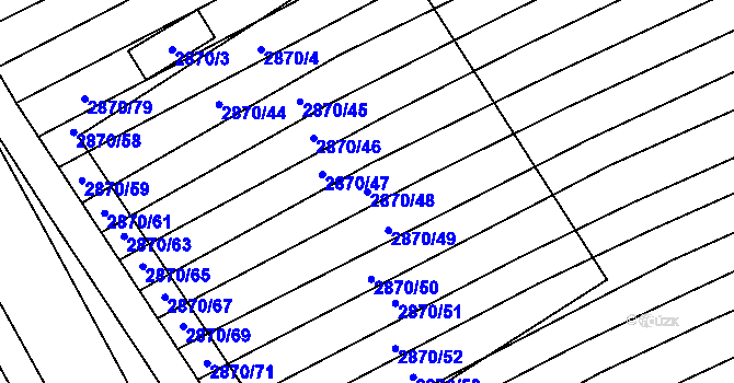 Parcela st. 2870/48 v KÚ Štítná nad Vláří, Katastrální mapa