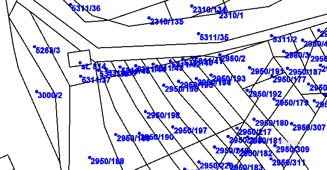 Parcela st. 2950/196 v KÚ Štítná nad Vláří, Katastrální mapa