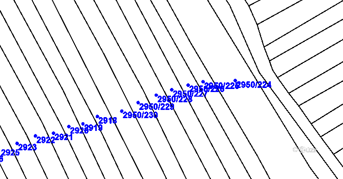Parcela st. 2950/227 v KÚ Štítná nad Vláří, Katastrální mapa