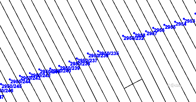 Parcela st. 2950/235 v KÚ Štítná nad Vláří, Katastrální mapa