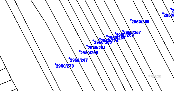 Parcela st. 2950/261 v KÚ Štítná nad Vláří, Katastrální mapa