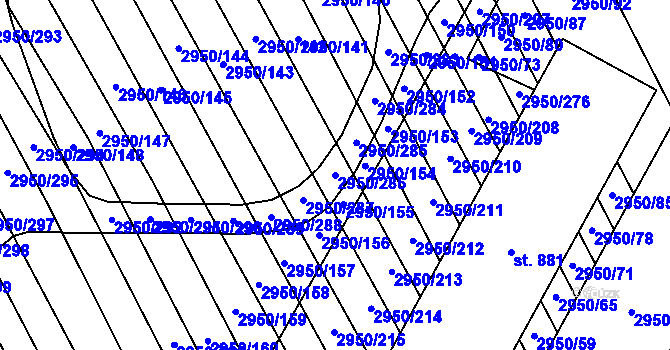 Parcela st. 2950/286 v KÚ Štítná nad Vláří, Katastrální mapa