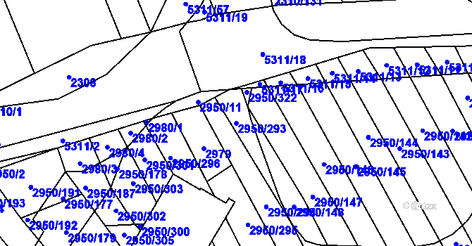 Parcela st. 2950/293 v KÚ Štítná nad Vláří, Katastrální mapa
