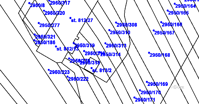 Parcela st. 2950/314 v KÚ Štítná nad Vláří, Katastrální mapa
