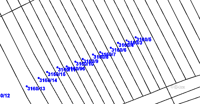 Parcela st. 3160/7 v KÚ Štítná nad Vláří, Katastrální mapa