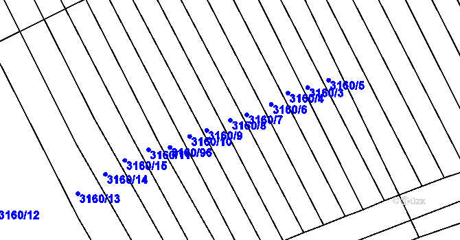 Parcela st. 3160/8 v KÚ Štítná nad Vláří, Katastrální mapa