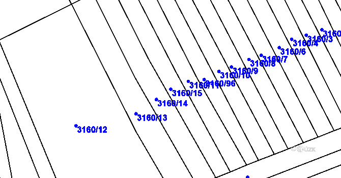 Parcela st. 3160/15 v KÚ Štítná nad Vláří, Katastrální mapa