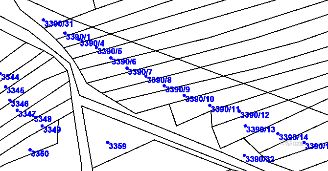 Parcela st. 3390/9 v KÚ Štítná nad Vláří, Katastrální mapa