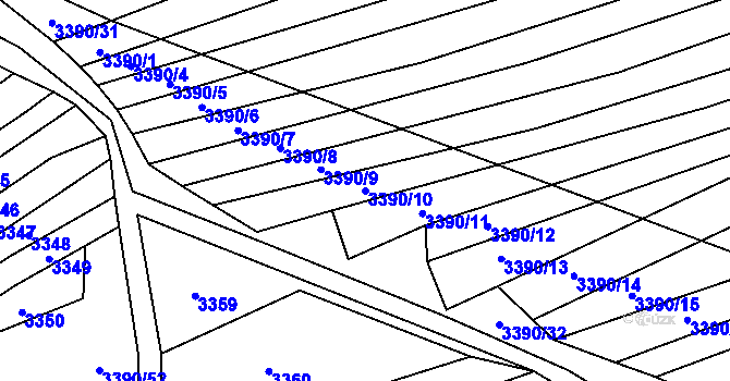 Parcela st. 3390/10 v KÚ Štítná nad Vláří, Katastrální mapa