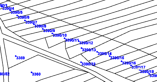 Parcela st. 3390/12 v KÚ Štítná nad Vláří, Katastrální mapa
