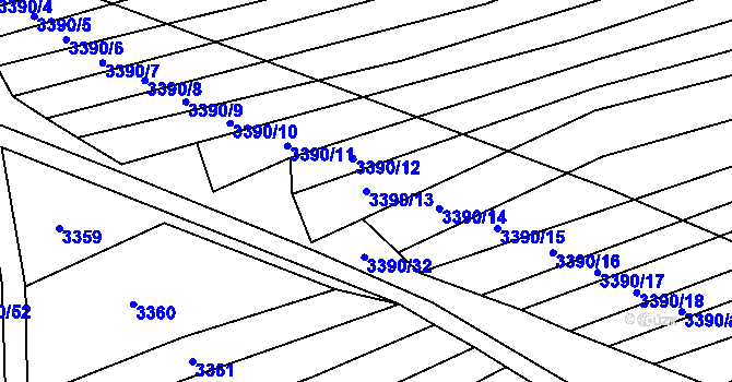 Parcela st. 3390/13 v KÚ Štítná nad Vláří, Katastrální mapa