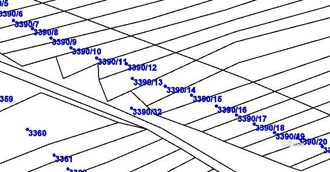 Parcela st. 3390/14 v KÚ Štítná nad Vláří, Katastrální mapa