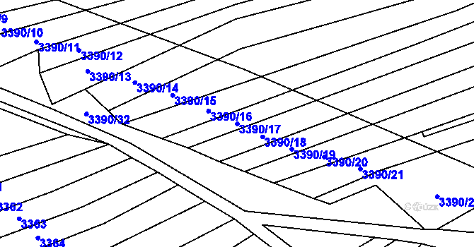Parcela st. 3390/17 v KÚ Štítná nad Vláří, Katastrální mapa