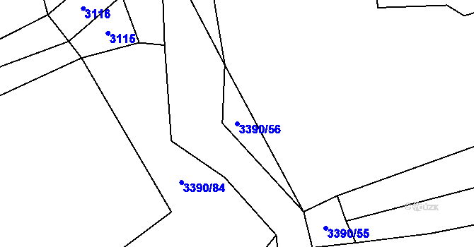 Parcela st. 3390/56 v KÚ Štítná nad Vláří, Katastrální mapa