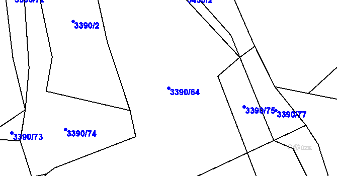 Parcela st. 3390/64 v KÚ Štítná nad Vláří, Katastrální mapa