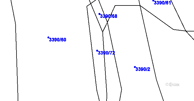 Parcela st. 3390/72 v KÚ Štítná nad Vláří, Katastrální mapa