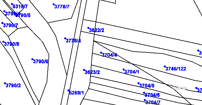 Parcela st. 3704/4 v KÚ Štítná nad Vláří, Katastrální mapa
