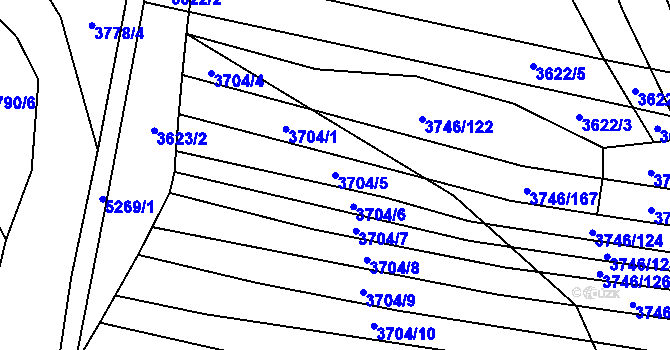 Parcela st. 3704/5 v KÚ Štítná nad Vláří, Katastrální mapa