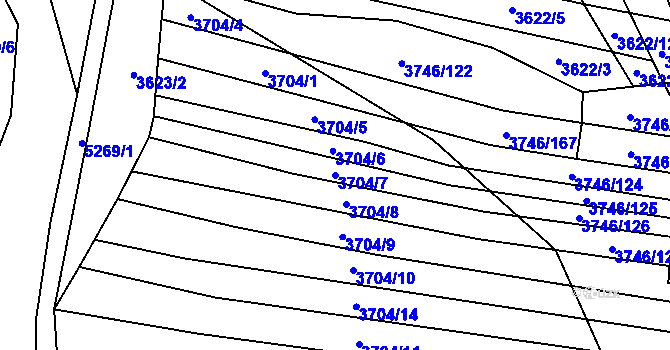 Parcela st. 3704/7 v KÚ Štítná nad Vláří, Katastrální mapa