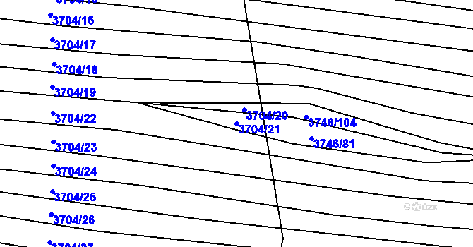 Parcela st. 3704/21 v KÚ Štítná nad Vláří, Katastrální mapa