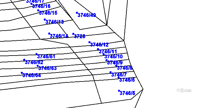 Parcela st. 3746/10 v KÚ Štítná nad Vláří, Katastrální mapa