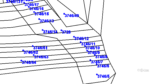 Parcela st. 3746/11 v KÚ Štítná nad Vláří, Katastrální mapa