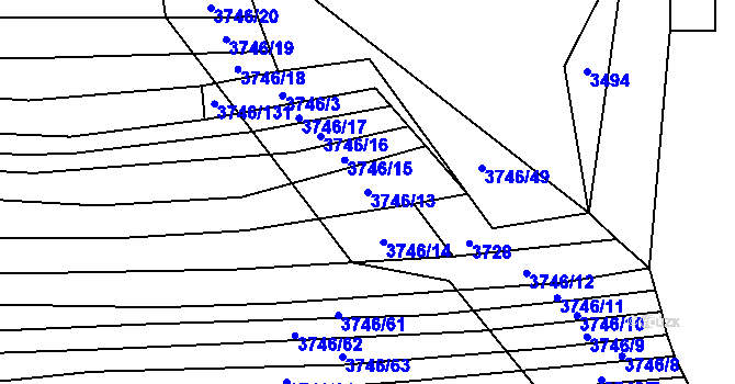 Parcela st. 3746/13 v KÚ Štítná nad Vláří, Katastrální mapa