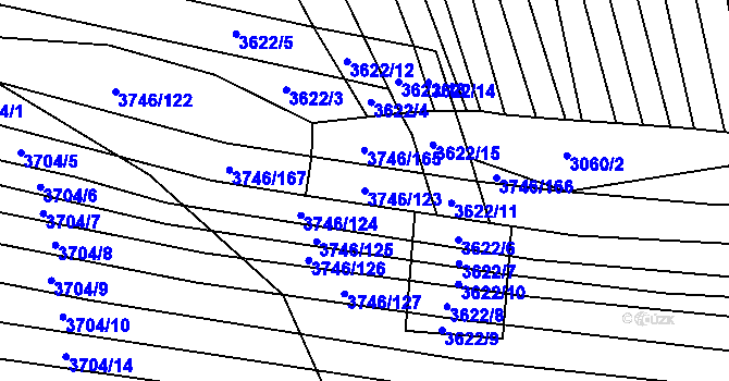 Parcela st. 3746/123 v KÚ Štítná nad Vláří, Katastrální mapa