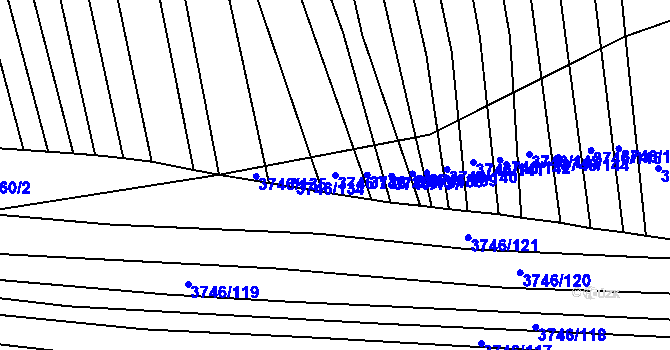 Parcela st. 3746/133 v KÚ Štítná nad Vláří, Katastrální mapa