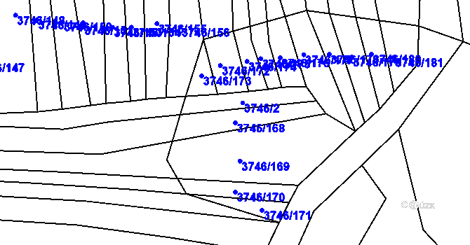Parcela st. 3746/168 v KÚ Štítná nad Vláří, Katastrální mapa