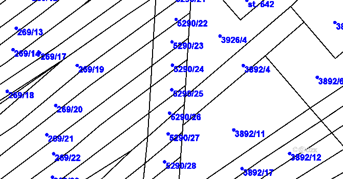 Parcela st. 5290/25 v KÚ Štítná nad Vláří, Katastrální mapa
