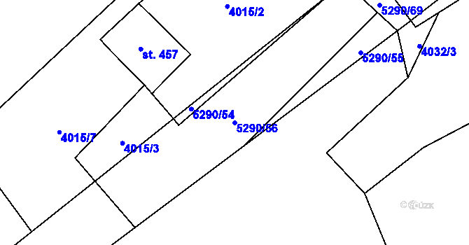 Parcela st. 5290/56 v KÚ Štítná nad Vláří, Katastrální mapa