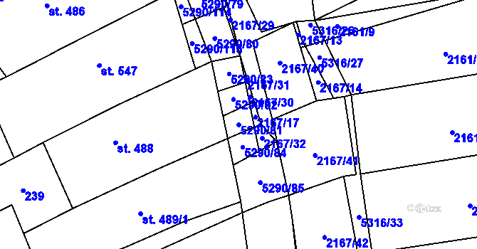 Parcela st. 5290/81 v KÚ Štítná nad Vláří, Katastrální mapa