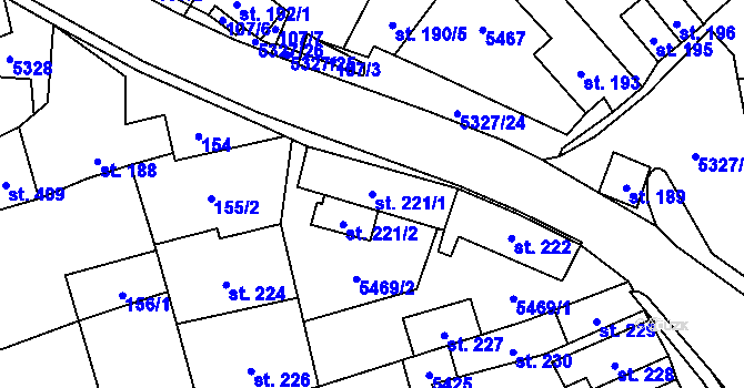 Parcela st. 221/1 v KÚ Štítná nad Vláří, Katastrální mapa
