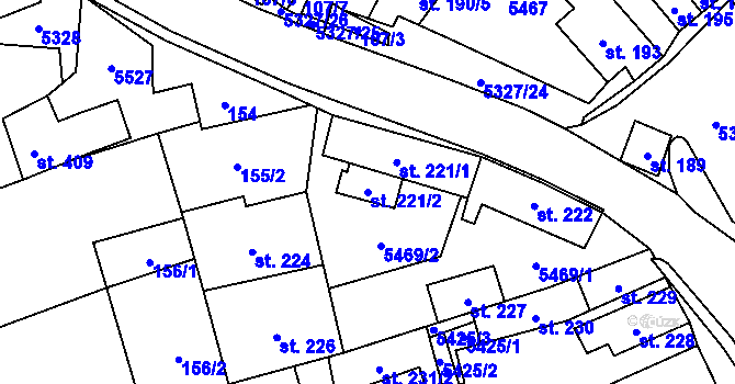 Parcela st. 221/2 v KÚ Štítná nad Vláří, Katastrální mapa