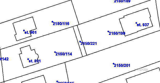 Parcela st. 2150/221 v KÚ Štítná nad Vláří, Katastrální mapa