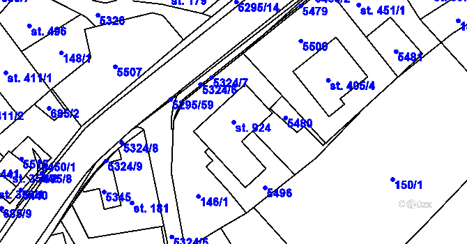 Parcela st. 924 v KÚ Štítná nad Vláří, Katastrální mapa