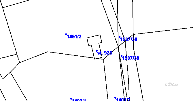 Parcela st. 928 v KÚ Štítná nad Vláří, Katastrální mapa
