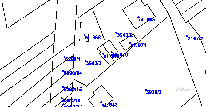 Parcela st. 969 v KÚ Štítná nad Vláří, Katastrální mapa