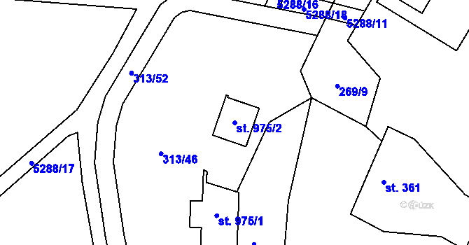 Parcela st. 975/2 v KÚ Štítná nad Vláří, Katastrální mapa
