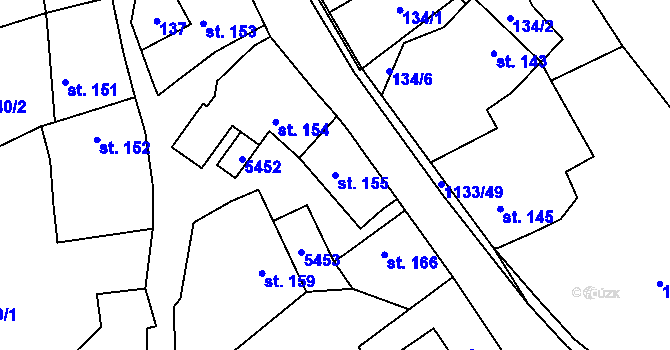 Parcela st. 155 v KÚ Štítná nad Vláří, Katastrální mapa