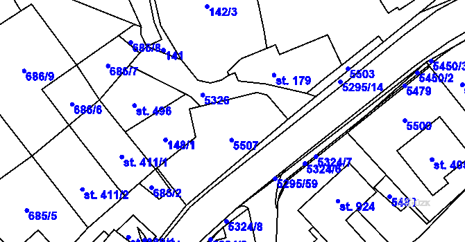 Parcela st. 180 v KÚ Štítná nad Vláří, Katastrální mapa
