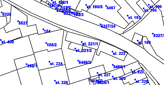 Parcela st. 221 v KÚ Štítná nad Vláří, Katastrální mapa