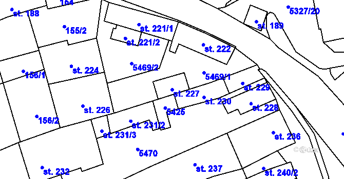 Parcela st. 227 v KÚ Štítná nad Vláří, Katastrální mapa