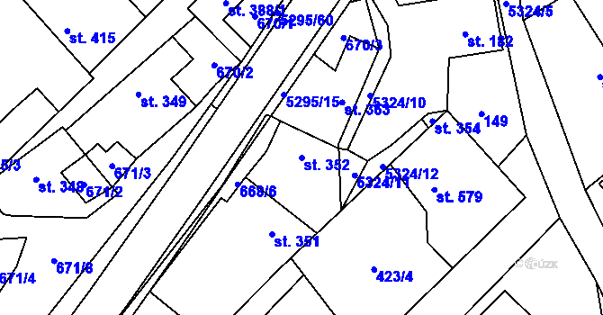 Parcela st. 352 v KÚ Štítná nad Vláří, Katastrální mapa