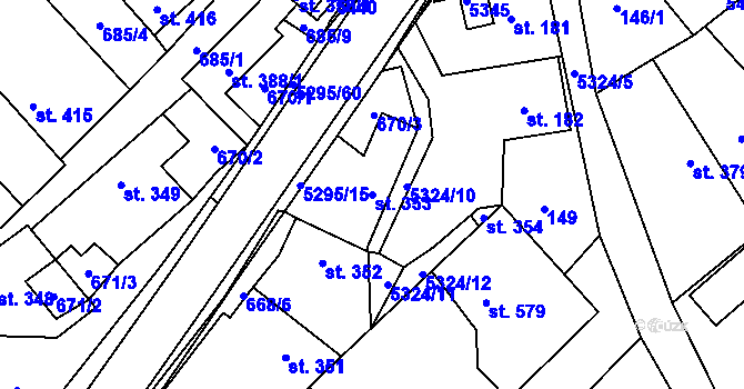 Parcela st. 353 v KÚ Štítná nad Vláří, Katastrální mapa