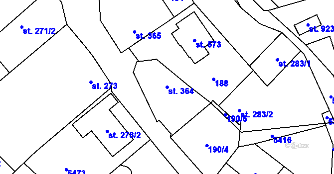 Parcela st. 364 v KÚ Štítná nad Vláří, Katastrální mapa