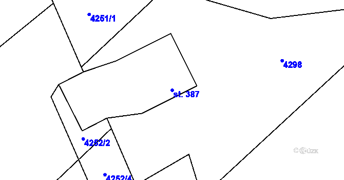 Parcela st. 387 v KÚ Štítná nad Vláří, Katastrální mapa