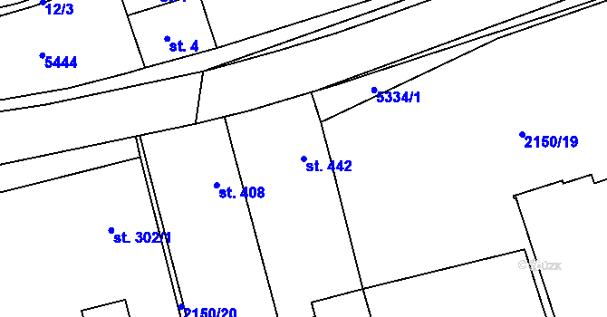 Parcela st. 442 v KÚ Štítná nad Vláří, Katastrální mapa